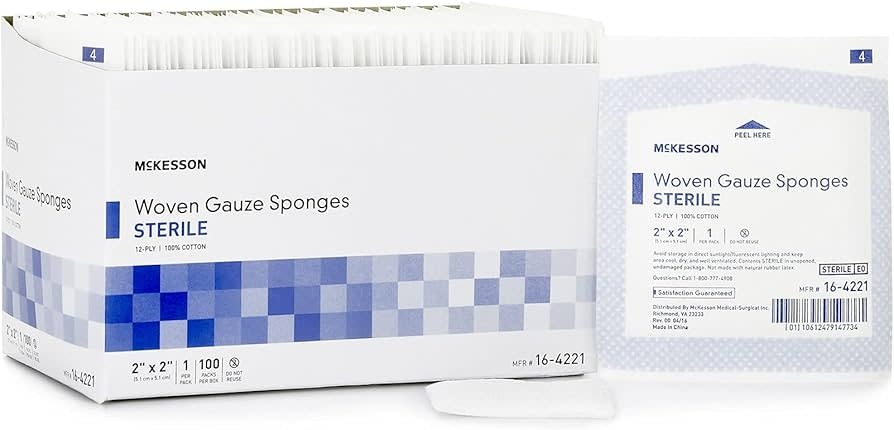 MedLine Gauze sponge 12 ply sterile 10cm x 10cm - 2 per package - 25/box single