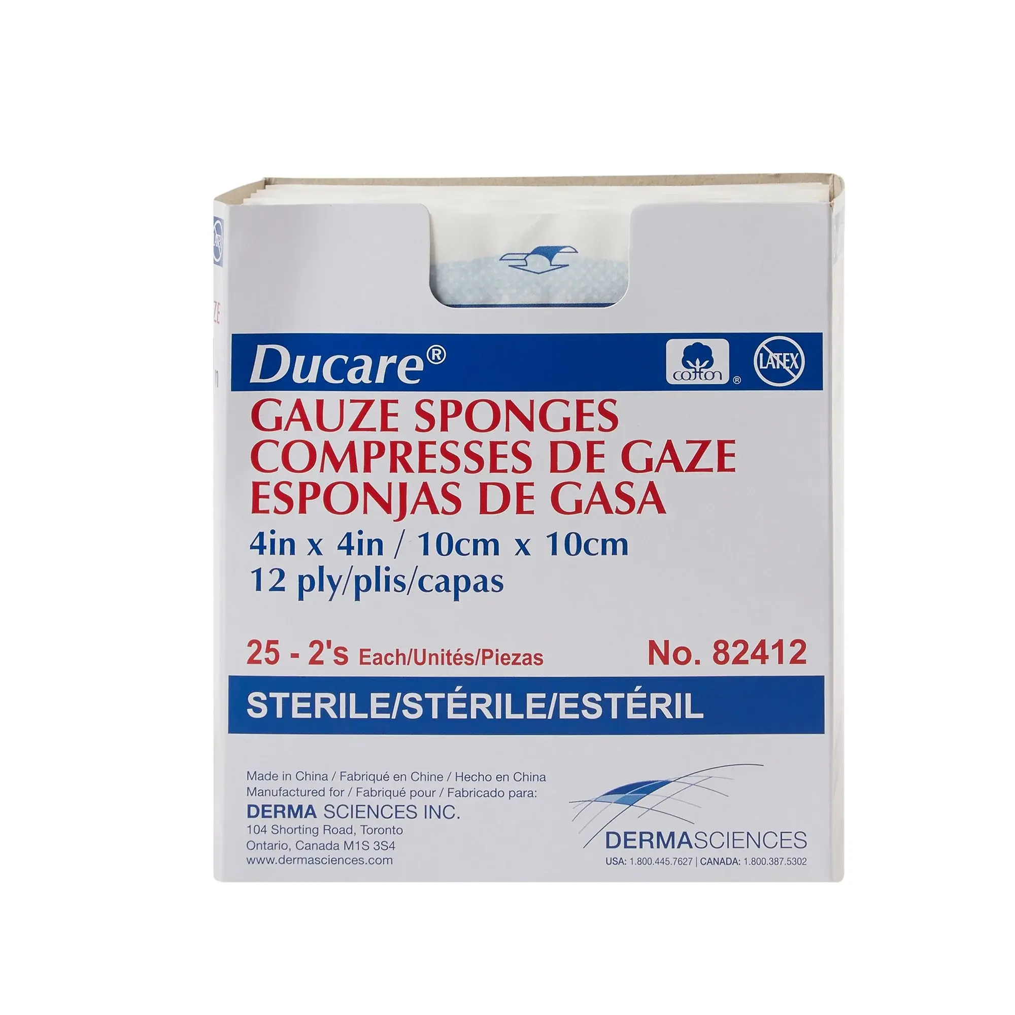 DC-Duracore bx/25pk (2/pk) ducare woven gauze sponge 3in x 3in, 12 ply, sterile
