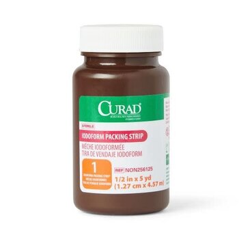 MedLine CURAD Iodoform Packing Strips 1/2 in x 5 yd - Box of 12 Bottles
