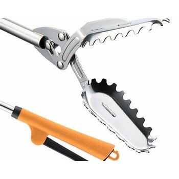 FTH All Stainless Steel Grabber Reacher Pickup Tool Heavy Duty Trash Picker Log BBQ Fireplace pits Snake Tongs 28"