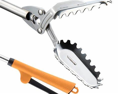 FTH All Stainless Steel Grabber Reacher Pickup Tool Heavy Duty Trash Picker Log BBQ Fireplace pits Snake Tongs 28"