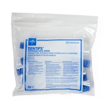 MedLine Tooth Swabs Dentip Oral Swab Untreated Blue 20/Bg