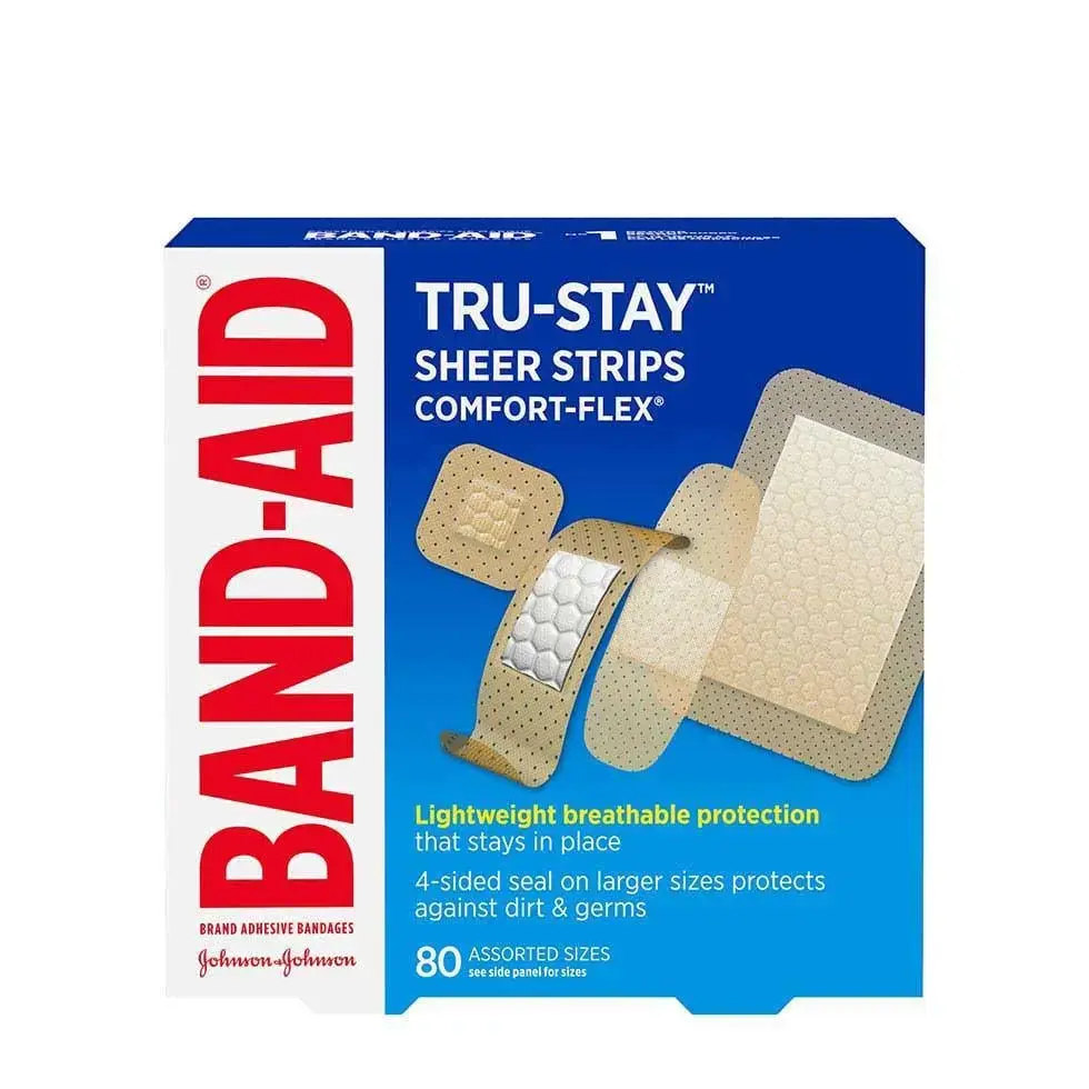 BND-BAND-AID Copy of Band-Aid™ Tru-Stay Sheer Strips Comfort-flex Bandages, Assorted Sizes, 80 Count