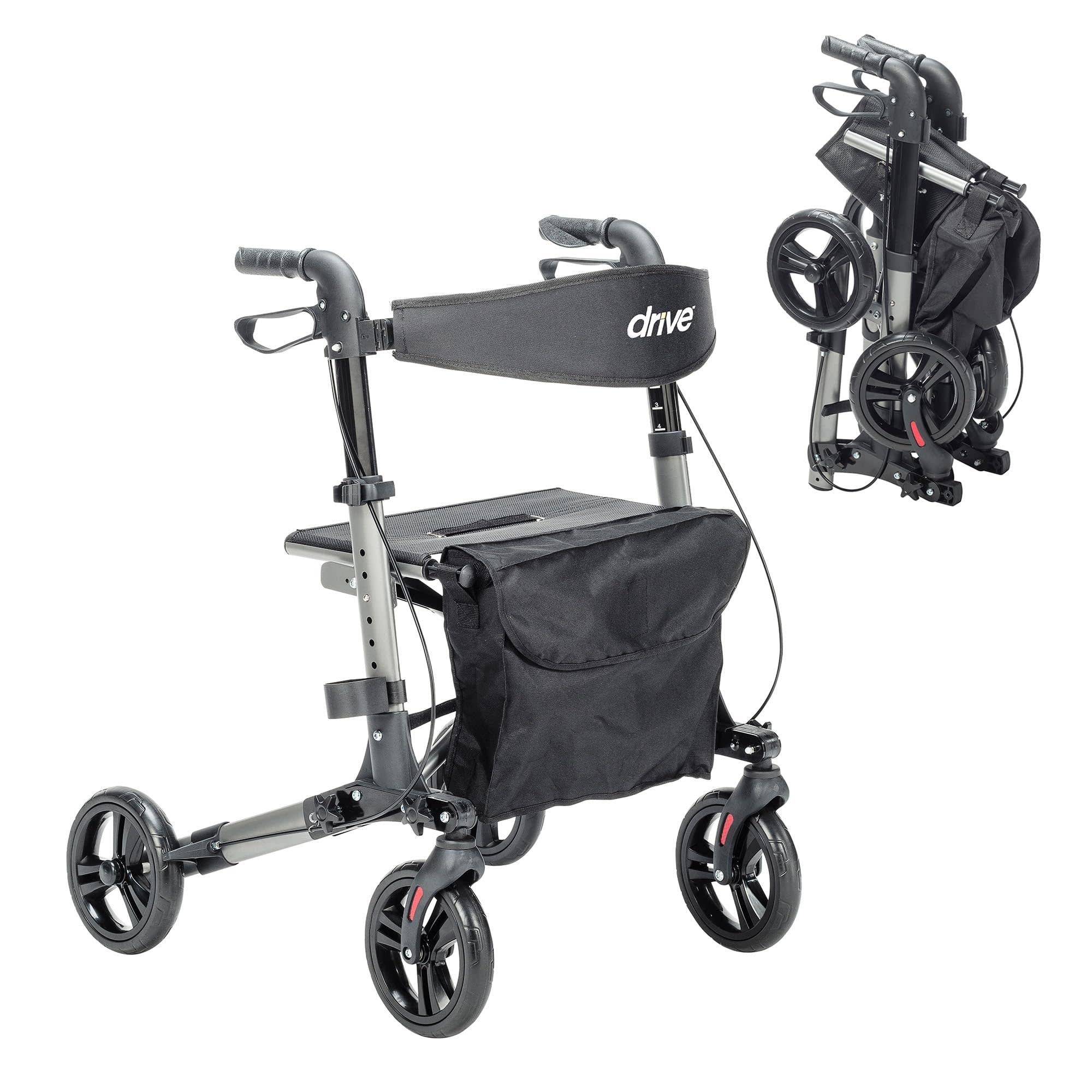 Drive Medical Compact Folding Rollator Black