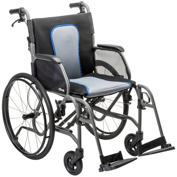 Drive Medical Drive AeroFly™ Ultra-Lite Wheelchair Grey/Blue  20" x 16" (250 lbs)