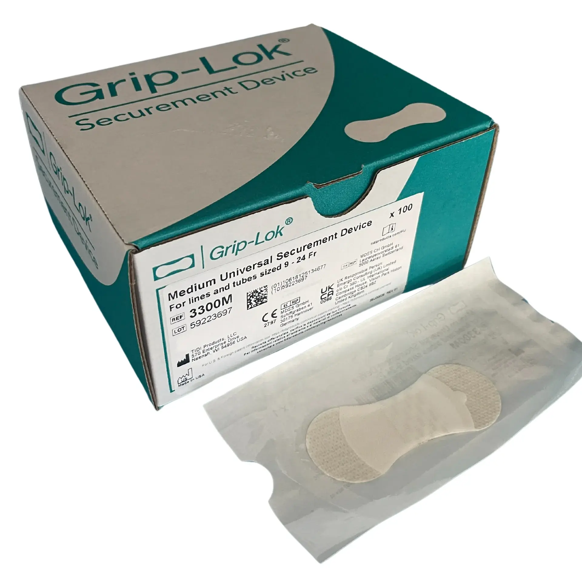 McArthur Medical Sales Grip-Lok Securement Device Medium 3 1/2" Sterile Universal 100/Bx