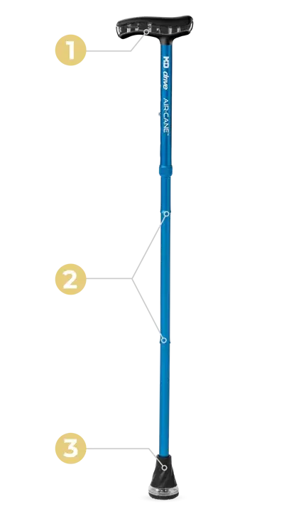Drive Medical M+D Air-Cane Airgonomic™ Technology with Air Handle and Flex Grip