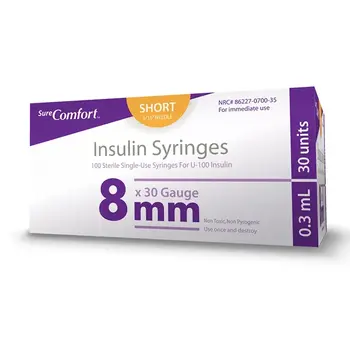 Sure Comfort Sure Comfort Insulin Syringes 30G 5/16"(8MM)3/10cc