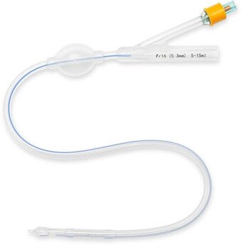 Catheter foley silicone coated 2-way, 10cc, 16fr, case/12 each