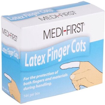 BOS-BIOS Latex Finger Cots to Keep Wounds and Bandages  144/bx