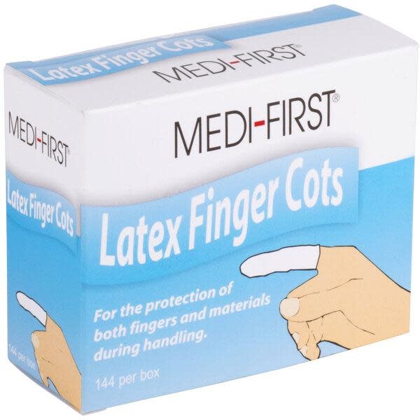 BOS-BIOS Latex Finger Cots to Keep Wounds and Bandages 144/bx