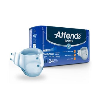 Attends Attends brief youth/small 20"-34" 24/bag