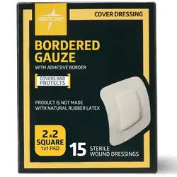 MedLine Medline Bordered Gauze Adhesive Island Wound Dressing; 5 x 5 cm with 2.5 x 2.5 cm Pad BOX/15