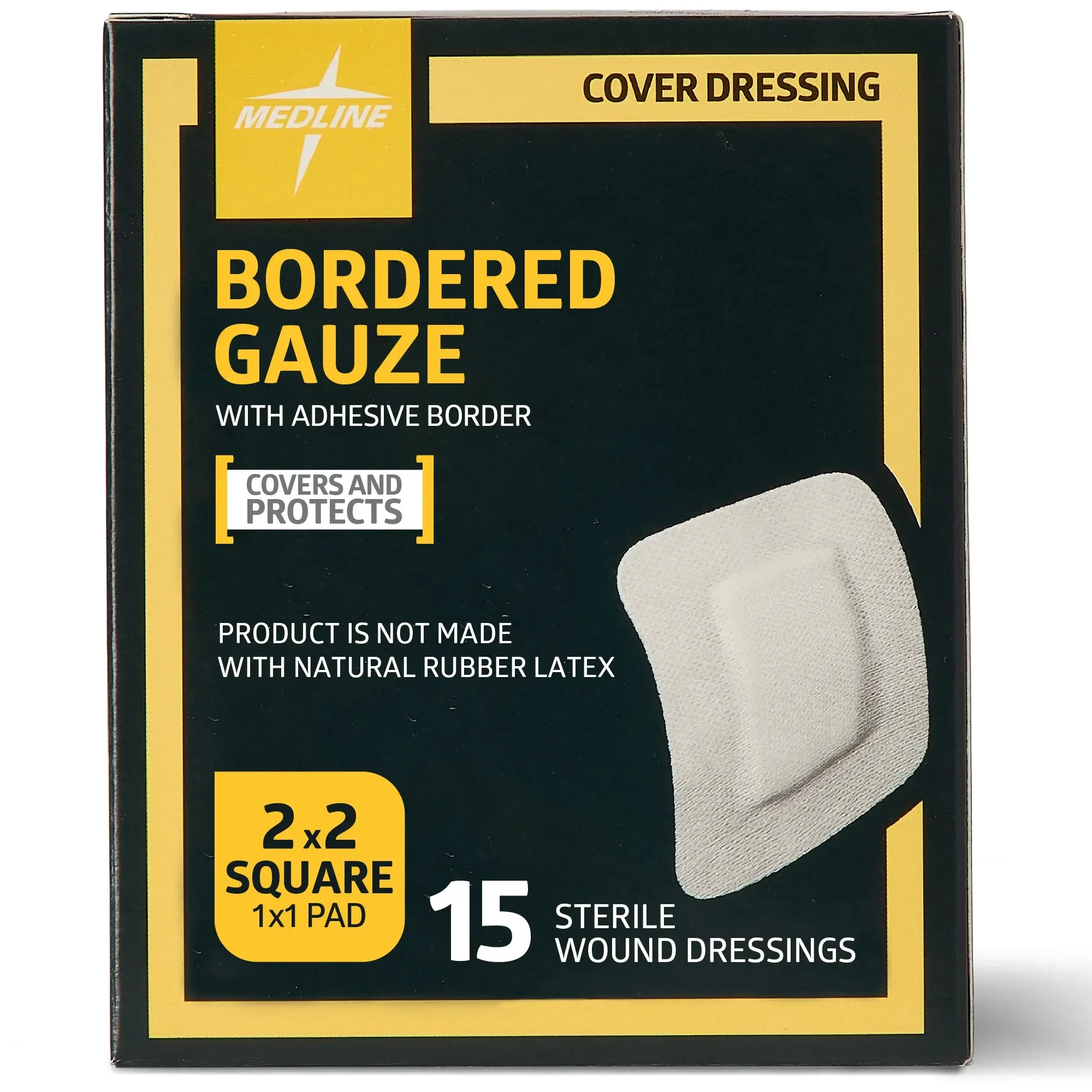 MedLine Medline Bordered Gauze Adhesive Island Wound Dressing; 5 x 5 cm with 2.5 x 2.5 cm Pad BOX/15