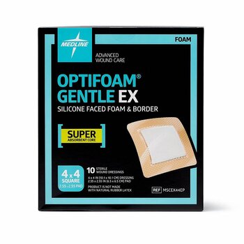 MedLine Medline Optifoam® Gentle EX Silicone Adhesive Foam Dressing with Border 4" x 4" (10 cm x 10 cm) Each
