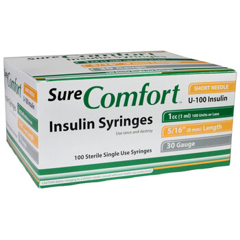 Sure Comfort Sure Comfort Insulin Syringe 30g 5/16in (8mm) 1cc (Unit Blister Pack) 100/Bx
