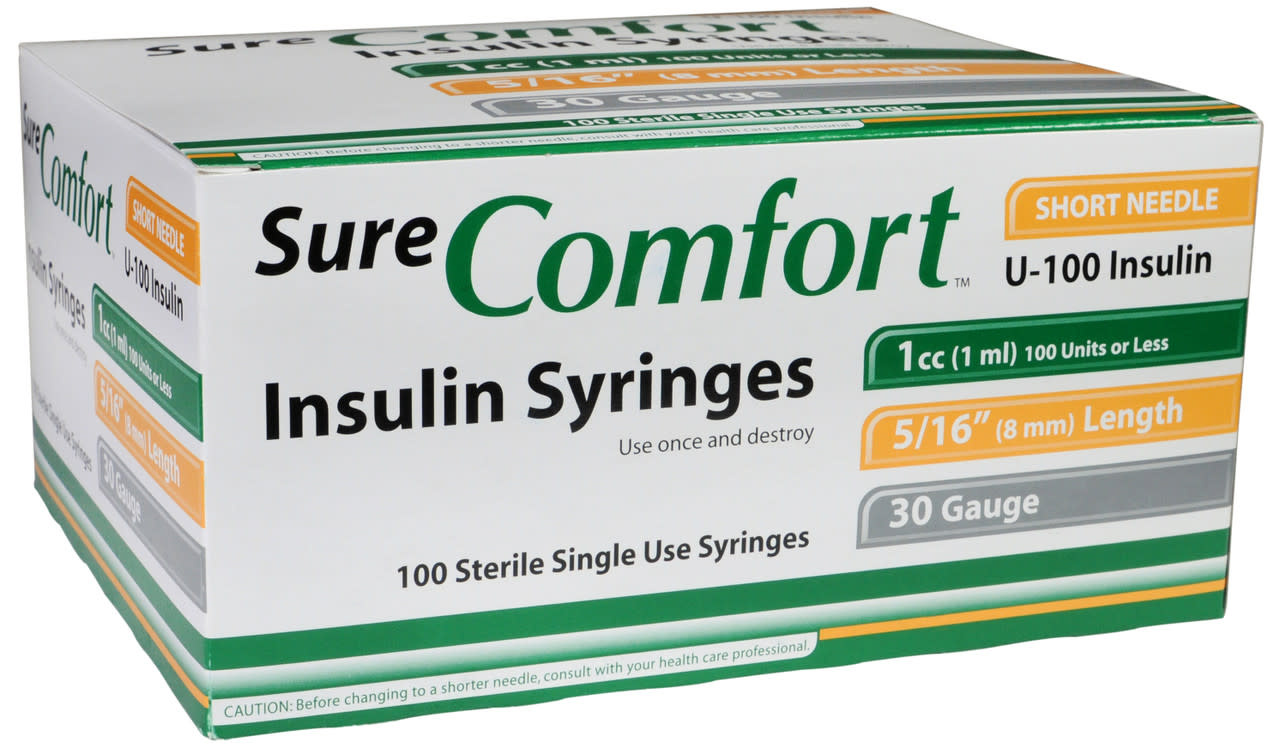 Sure Comfort Sure Comfort Insulin Syringe 30g 5/16in (8mm) 1cc (Unit Blister Pack) 100/Bx