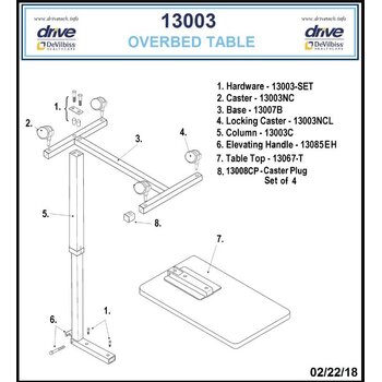 Drive Medical TableTop w/Bracket 13067,13003,13007,1ea