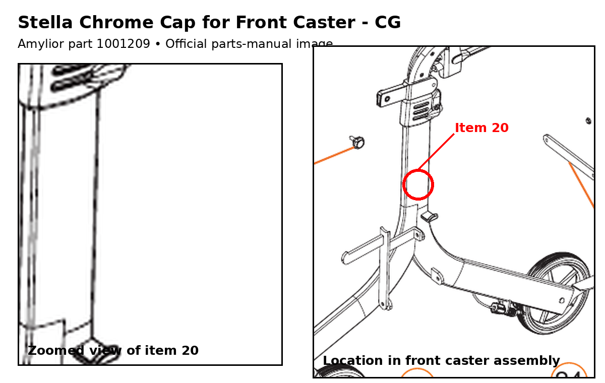 STL-Stella Stella Replacement Parts Chrome Cap For Front Caster -CG