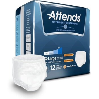 Attends Attends discreet underwear overnight 4x 12/bag X-Large 48/Box