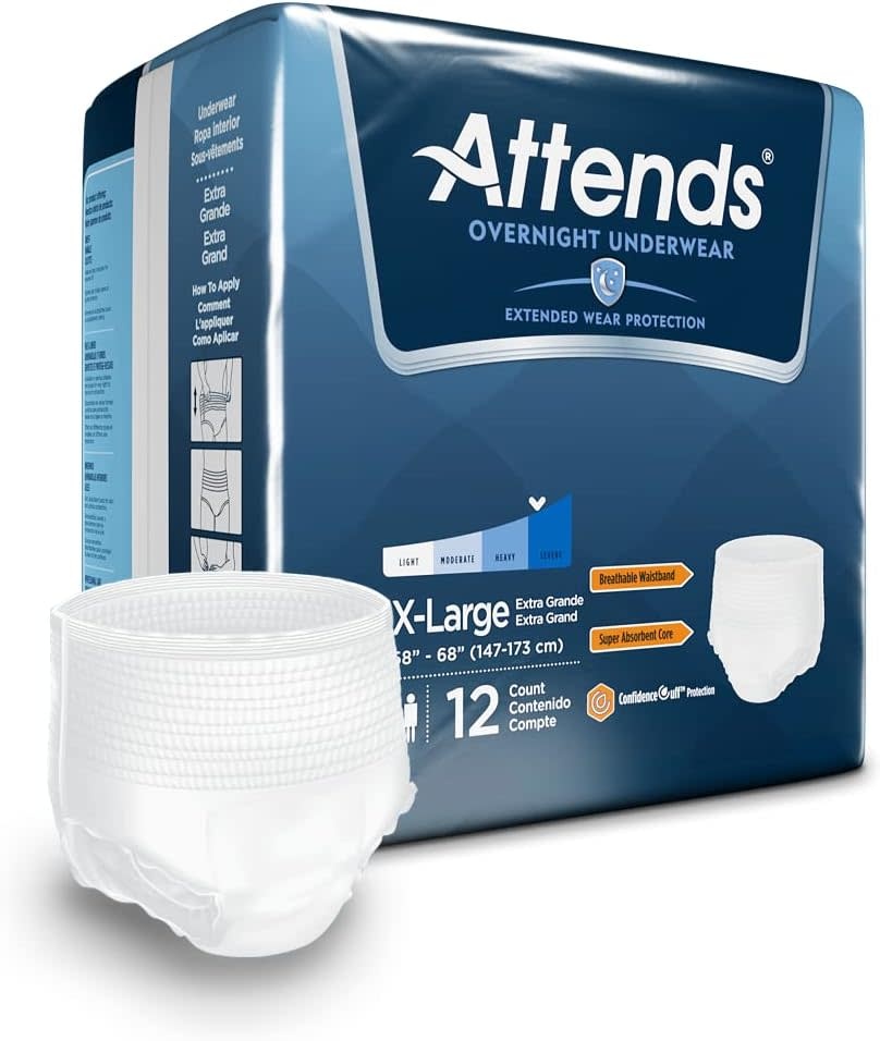 Attends Attends discreet underwear overnight 4x 12/bag X-Large 48/Box