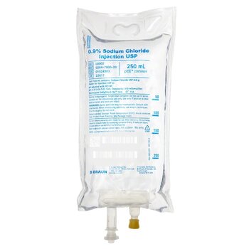 B Braun B Braun Normal Saline 0.9% Sodium Chloride Injection USP  250mL 24/Case single