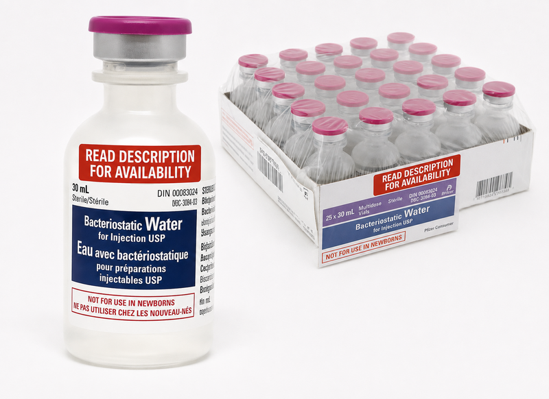 buy bac water canada Pfizer Bacteriostatic Sterile for Injection USP 30 ml vial 25/Box Size:4oz Glass Dropper Bottle Drinking Water Solutions in Food and Drug Administration new-sku