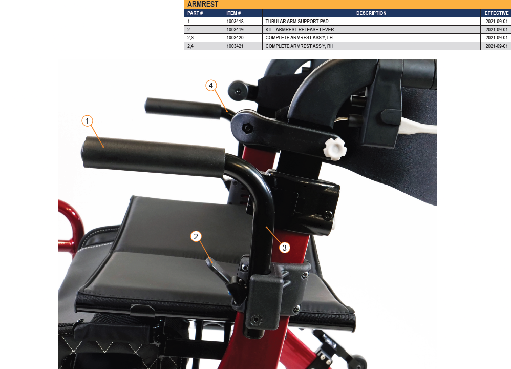 STL-Stella Stella Replacement Parts Tubular Arm Support Pad (Diagram#1)