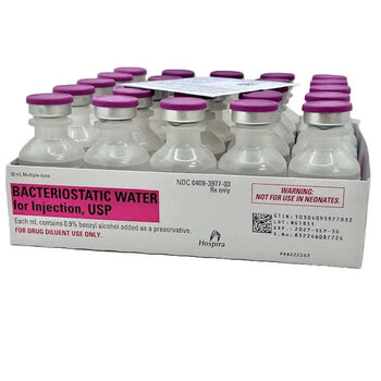 Hospira / Pfizer Hospira/Pfizer Bacteriostatic Water for Injection USP 30 mL – Case of 25