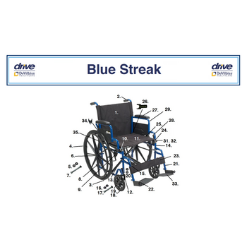 Drive Medical Blue Streak Replacment Pair FootRest Drive (Diagram Part#21)