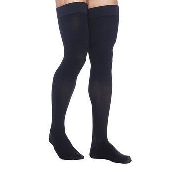 SIGVARIS Essential Cotton for Men Thigh High 20-30mmHg Large Long Black