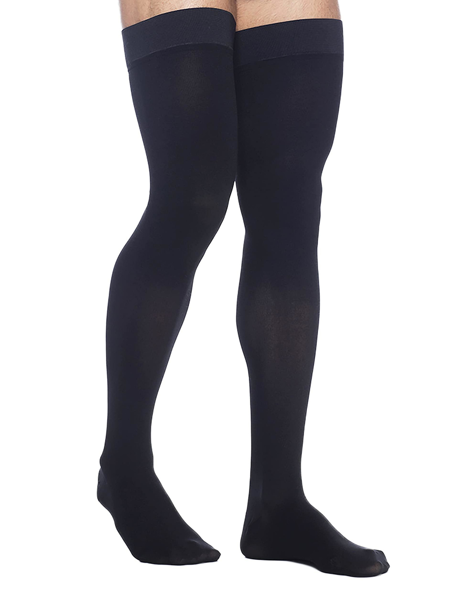 SIGVARIS Essential Cotton for Men Thigh High 20-30mmHg Large Long Black