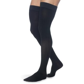 SIGVARIS Style Microfiber for Men Thigh High 30-40 mmHg Black Medium Long Black