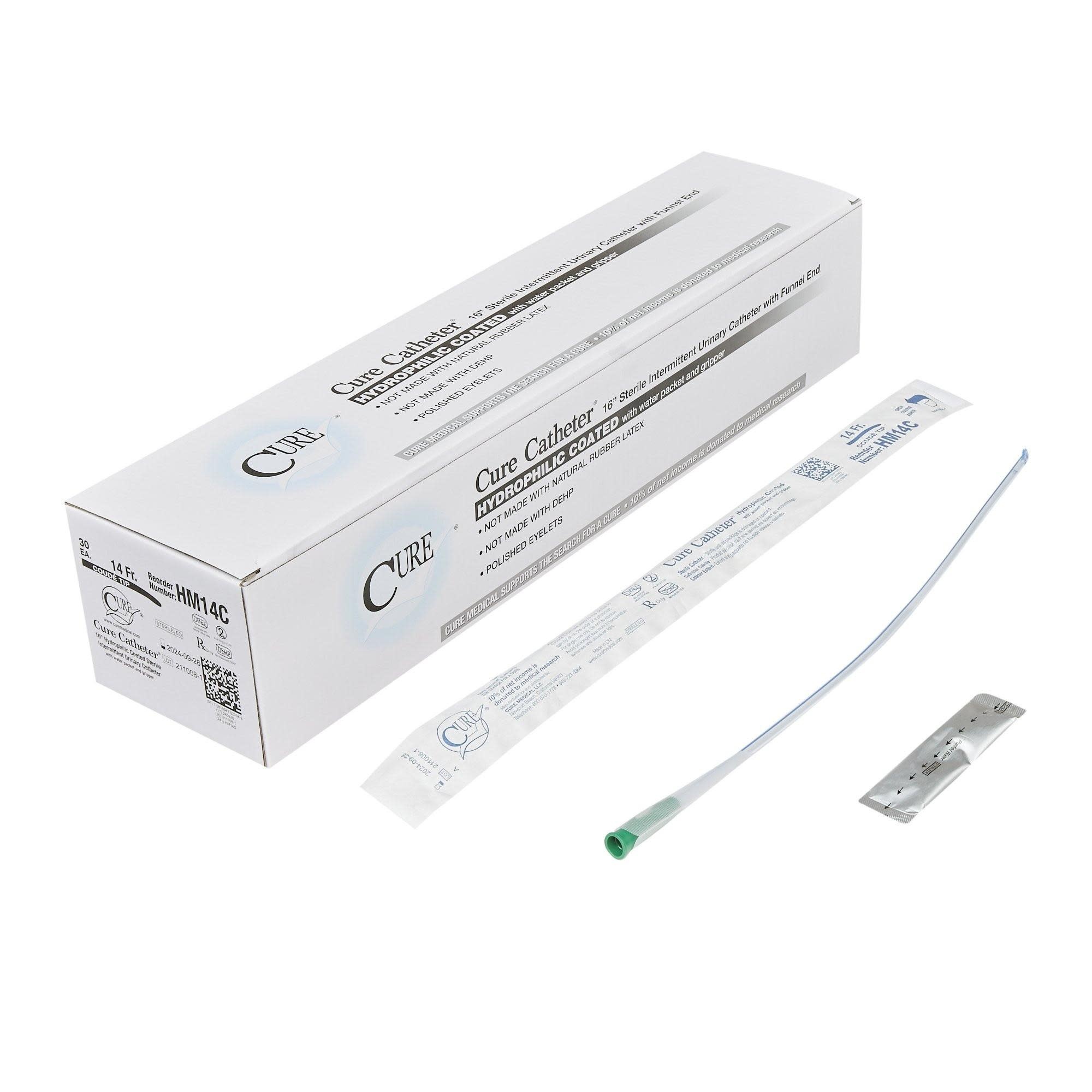 Cure Intermittent 16" Coude Tip Hydrophilic 14FrBx/30