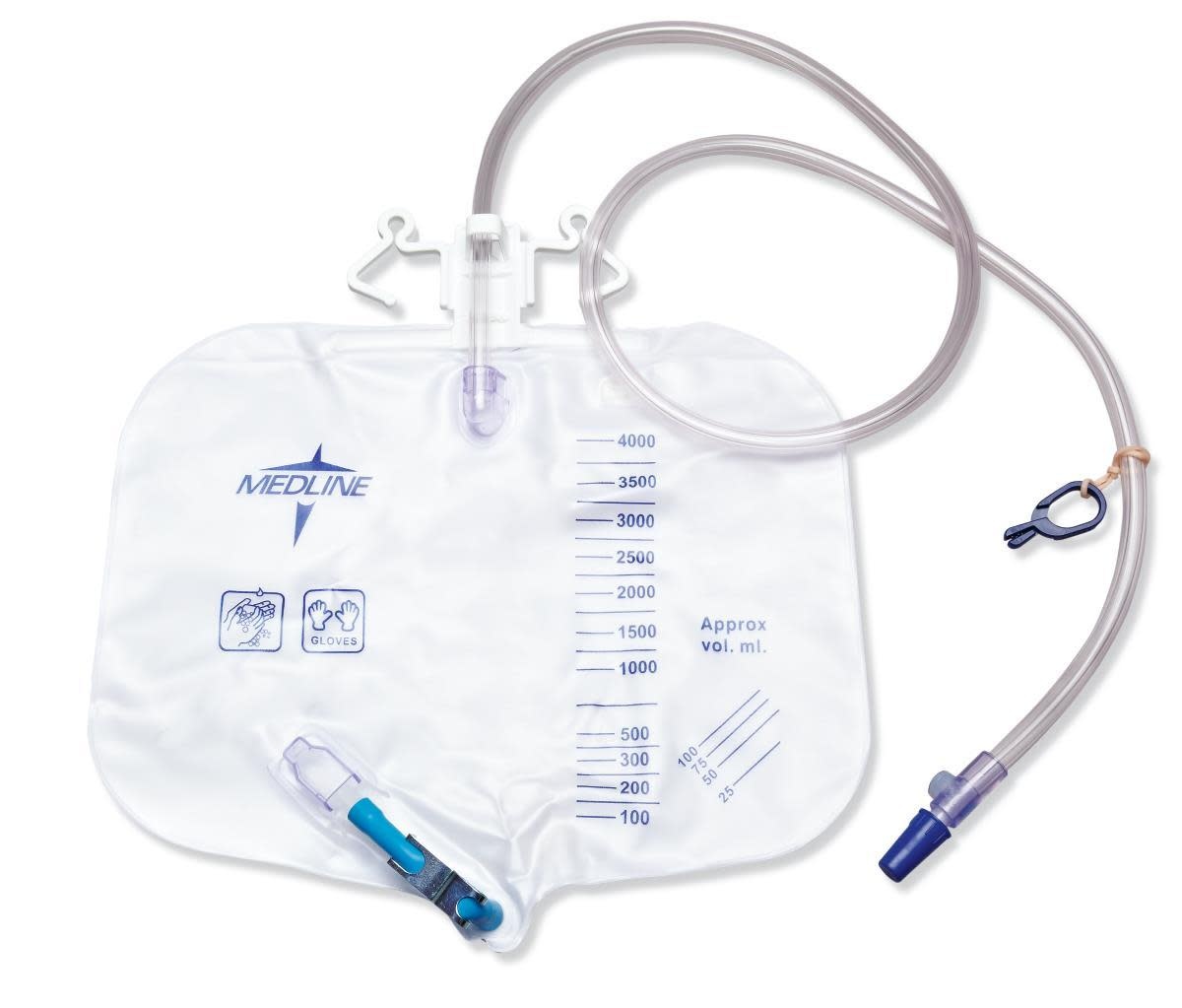 MedLine Copy of Medline Urinary Drainage Bag 4000ml W/ Luer-Lock Connection & Anti-Reflux Tower W/ Slide-Tap