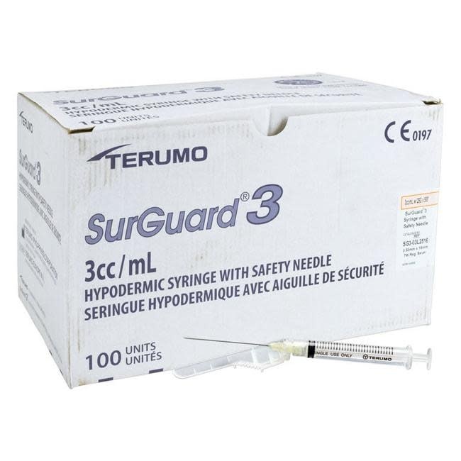 MedLine Terumo Medical Corporation Surguard-3 Safety Syringe with Needle 3cc 23gx1" 100/Bx