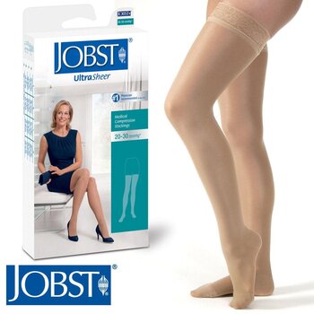 JOB-Jobst JOBST Ultra sheer Thigh High Dot Band Stockings, Closed Toe 20-30mmHg Espresso S
