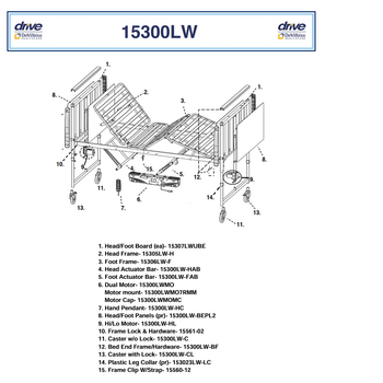 Drive Medical Replacement Parts Drive  Full-Electric 42" Bariatric Hospital Bed  Insert Panel (PR)  Size 39½″ × 18″ × ¼(Diagram#8)