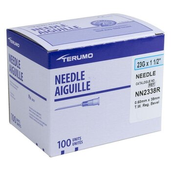 Terumo Terumo Hypodermic Sterile Needles Regular Bevel 100/bx 23g x 1.5" each
