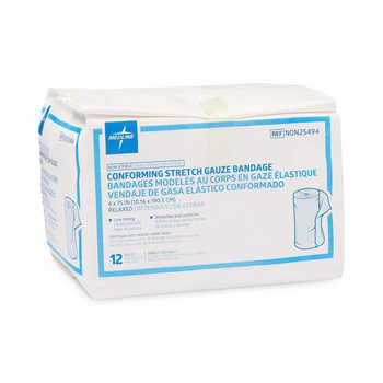 MedLine Medline Conforming Stretch Gauze Bandage; 4" x 75" (10 cm x 190.5 cm) Non-Sterile Box/12 EACH