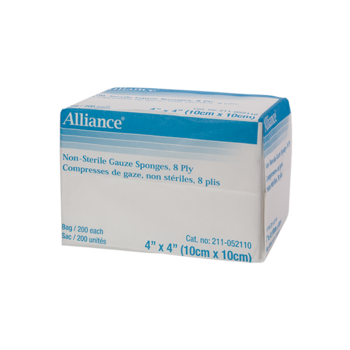 MedLine Alliance Gauze Sponge 8 Ply Non-Sterile 10cmx10cm 200/Bx