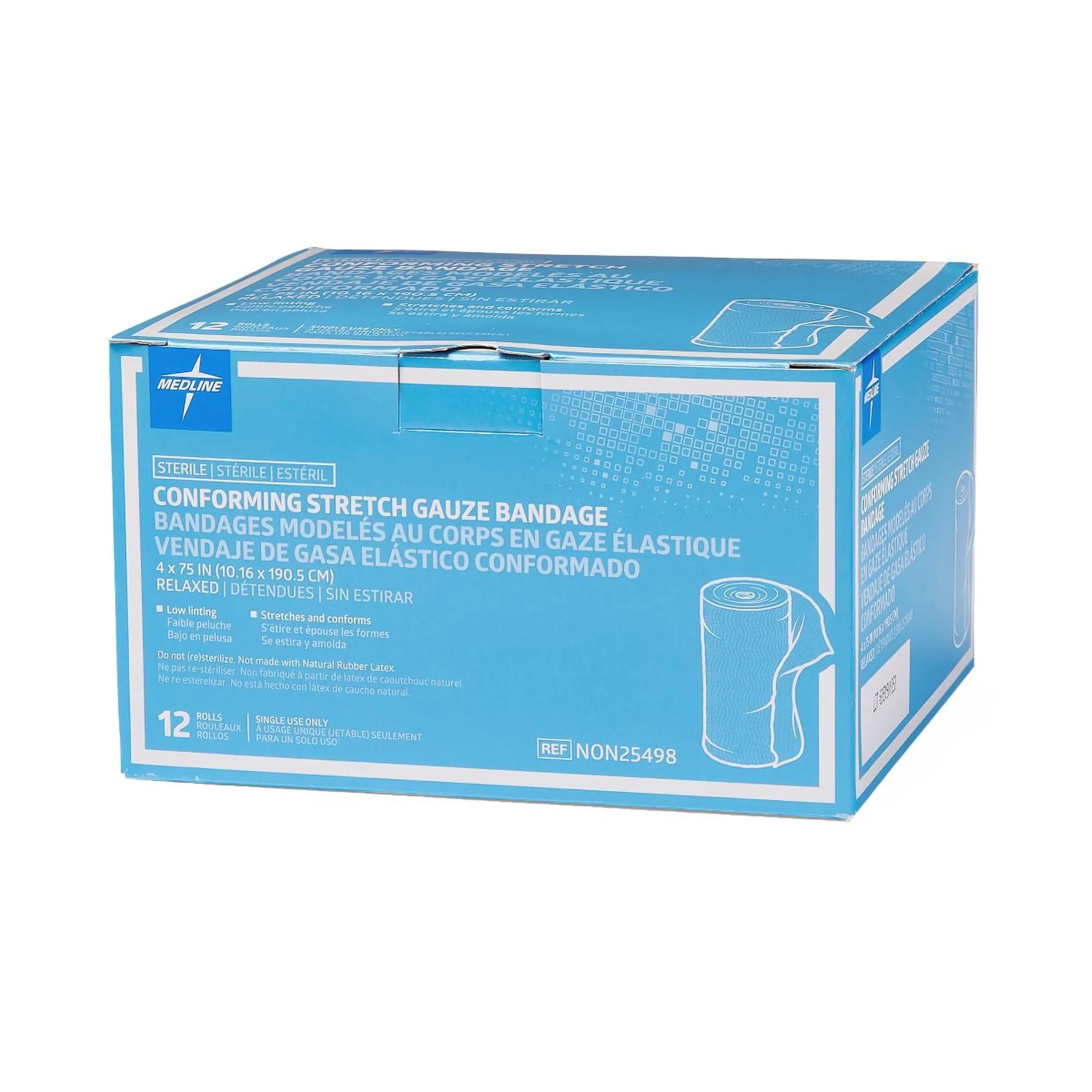 MedLine Medline Conforming HW Stretch Bandage; 4" x 75" (10 cm x 190.5 cm) Sterile Case/96