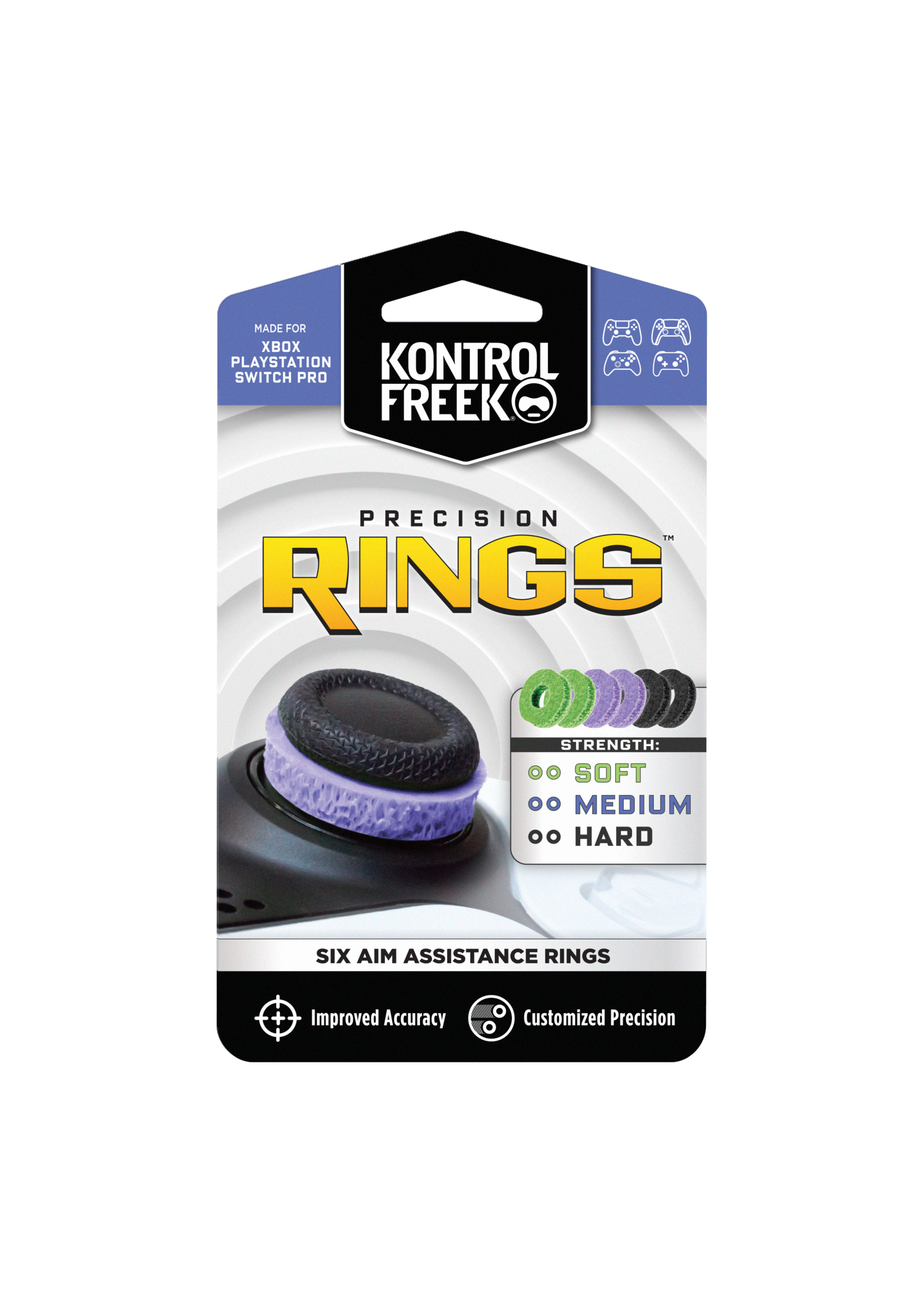 Precision Rings Pack of 4 w/spacers for PS4, PS5, XBOne, Switch Pro