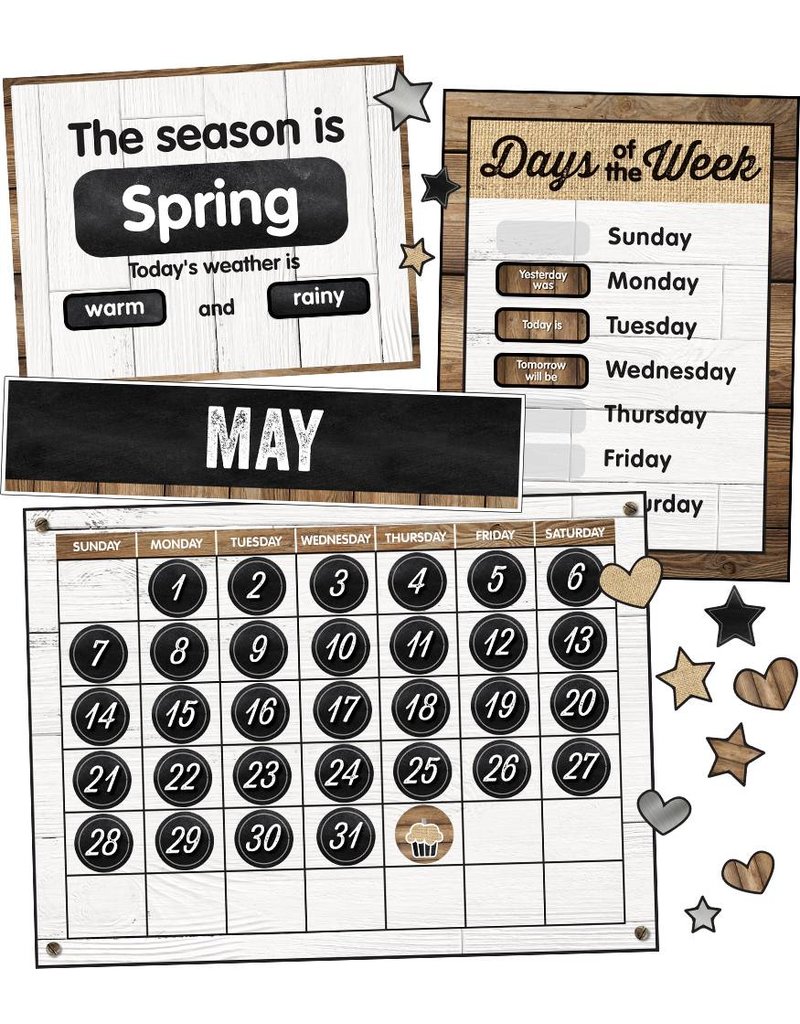 Industrial Chic Calendar Bulletin Board Inspiring Young Minds to Learn