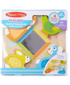 Melissa & Doug Touch and Feel Puzzle Peek-a-Boo Pets With Mirror