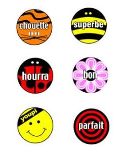 French Stickers - French word mini-stickers