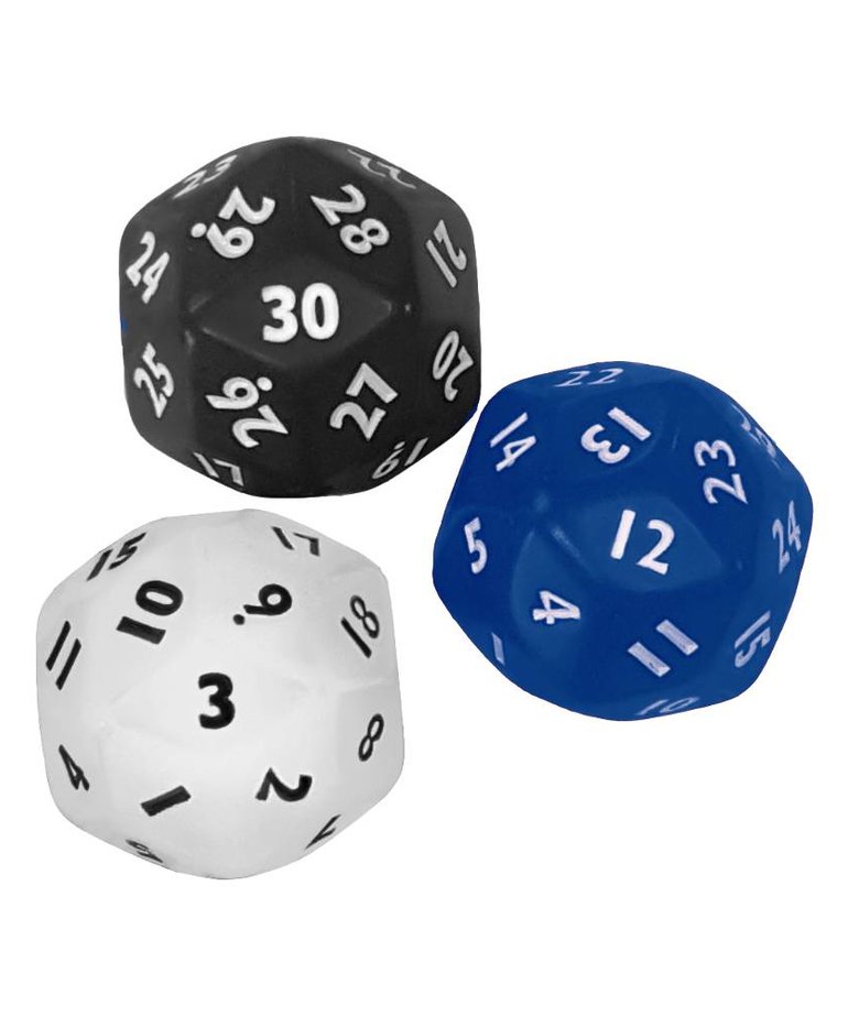 30 sided dice(black,red,white)