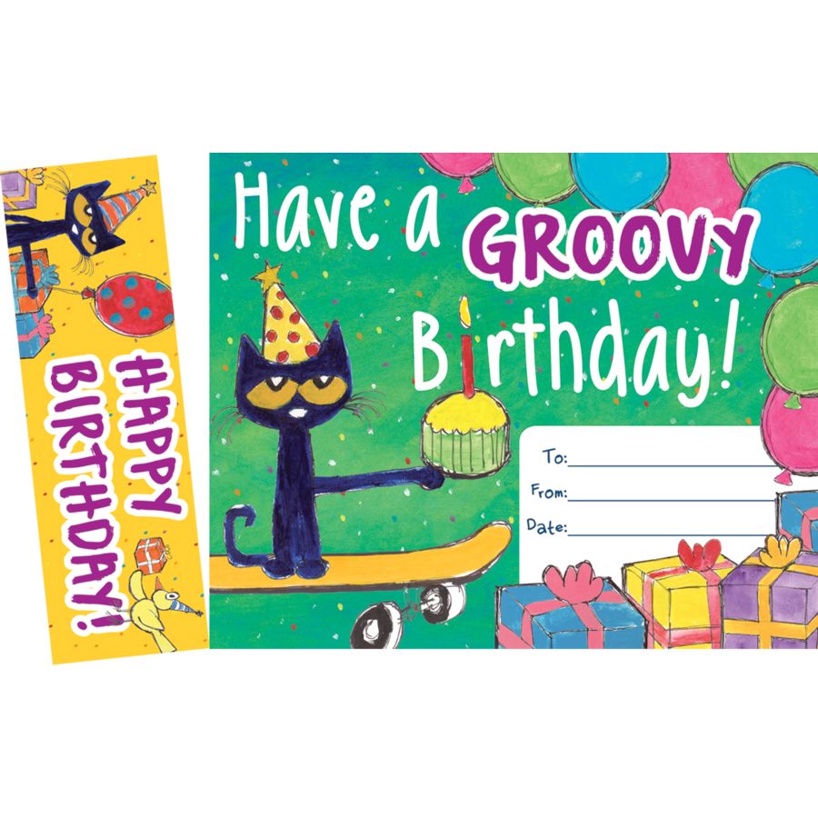 Pete the Cat Groovy Birthday Bookmark & Award