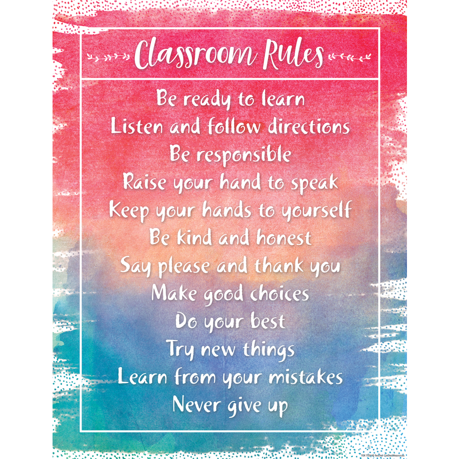 Watercolor Classroom Rules Chart Inspiring Young Minds To Learn