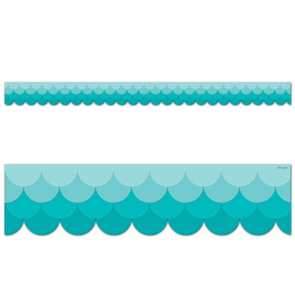 Ombre Turquoise Scalloped Border